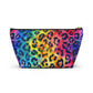 Bespattered Facade Rainbow Watercolor Leopard Accessory Pouch With T-Bottom | 2 Sizes