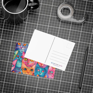 Bespattered Facade Rainbow Cat Party Postcards (no envelopes) | Sets of 10, 30, or 50