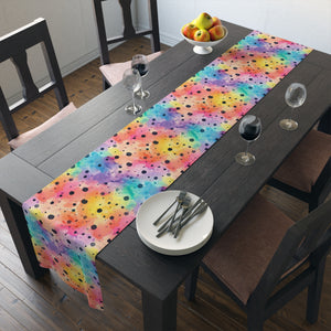 Bespattered Facade Rainbow Watercolor Dots Table Runner (2 sizes)