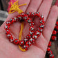 X on Fire : Red, White & Black Round  Bone Beads, 8x6mm, 31 beads