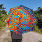 Bespattered Facade Intergalactic Rainbow Foldable Umbrella — Compact Semi-Automatic Rain Parasol