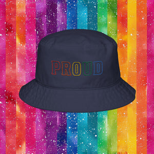Bespattered Facade Rainbow Proud LGBTQ+ Pride Embroidered Bucket Hat