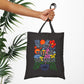 Bespattered Facade "Don't Tell Me to Smile" Floral Canvas Tote Bag Reusable Carryall