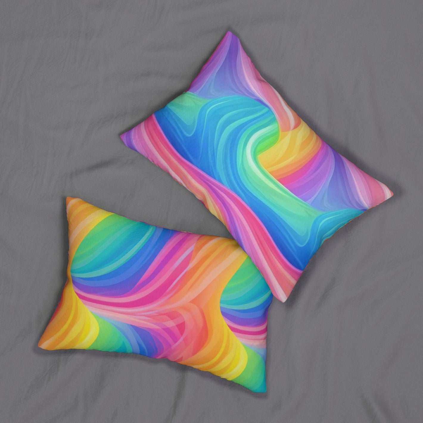 Bespattered Facade Windswept Rainbows Lumbar Throw Pillow