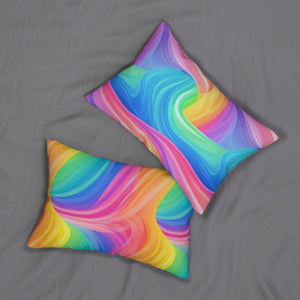 Bespattered Facade Windswept Rainbows Lumbar Throw Pillow