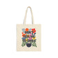 Bespattered Facade "Don't Tell Me to Smile" Floral Canvas Tote Bag Reusable Carryall