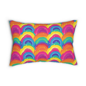 Bespattered Facade Painted Rainbows Lumbar Throw Pillow