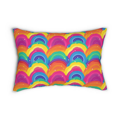 Bespattered Facade Painted Rainbows Lumbar Throw Pillow