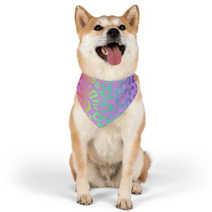 Bespattered Facade Rainbow Leopard Pet Bandana Collar