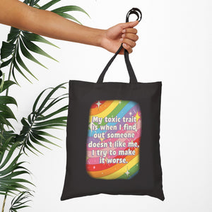 Bespattered Facade Rainbow "Toxic Trait" Canvas Tote Bag Reusable Carryall