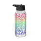 Bespattered Facade Bright Rainbow Leopard Insulated Gator Flip-Top Stainless-Steel Tumbler 32oz