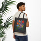 Bespattered Facade "Don't Tell Me to Smile" Floral Canvas Tote Bag Reusable Carryall