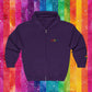 Bespattered Facade Rainbow Proud LGBTQ+ Pride Embroidered Full-Zip Hoodie