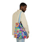 Bespattered Facade Colorful Flowers Canvas Tote Bag | 3 Sizes and 5 Strap Colors