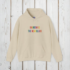 Bespattered Facade "Rainbow Is the New Black" Colorful Embroidered Unisex Heavy Blend™ Hooded Sweatshirt