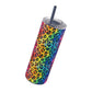 Bespattered Facade Rainbow Watercolor Leopard Maars Maker Skinny Matte Tumbler 20oz