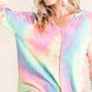 BiBi Long Sleeve Tie Dye Terry T Shirt Relaxed Comfort