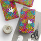 Bespattered Facade Rainbow Leopard Wrapping Paper | Three Sizes | Glossy or Matte