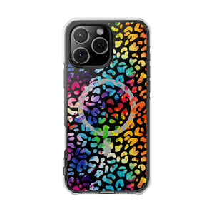Bespattered Facade Rainbow Paint Splatter Leopard MagSafe Clear Impact Cases