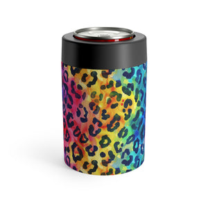 Bespattered Facade Rainbow Watercolor Leopard Can Holder