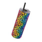 Bespattered Facade Rainbow Watercolor Leopard Maars Maker Skinny Matte Tumbler 20oz