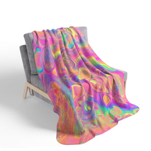 Bespattered Facade Rainbow Sherbet Fleece Sherpa Blanket | 2 Colors & Sizes
