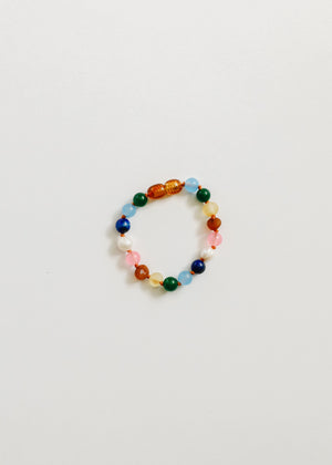 Raw Baltic Amber and Pearl Bracelet + Sweet Pink Gemstones