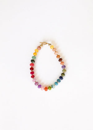 Natural Gemstone Bracelet + 14k Gold Filled Toggle : Gold Rush