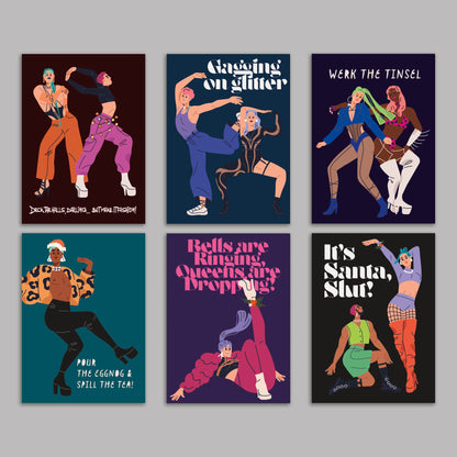 Drag Queen Christmas Greeting Cards, Set of 24