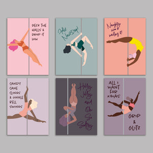 Pole Dancing Christmas Greeting Cards, Set of 24