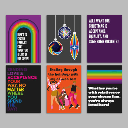 Rainbow LGBTQ+ Christmas Cards, Set of 24