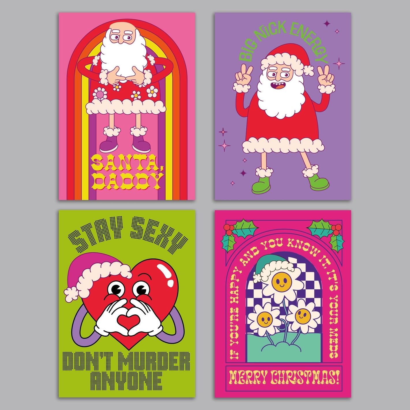 Naughty Santa Christmas Cards, Set of 24