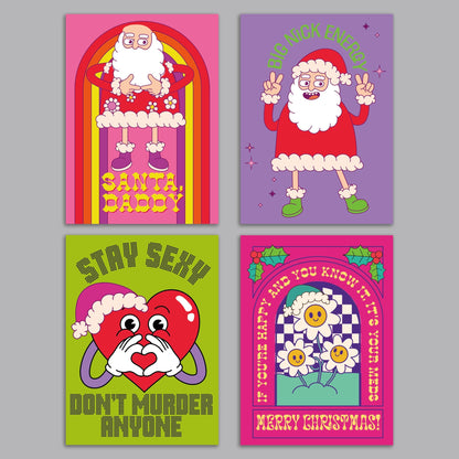Naughty Santa Christmas Cards, Set of 24