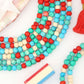 European Summer Bone Spacer Beads: 5mm Rounds in Red, Turquoise, White