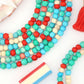 European Summer Bone Spacer Beads: 5mm Rounds in Red, Turquoise, White
