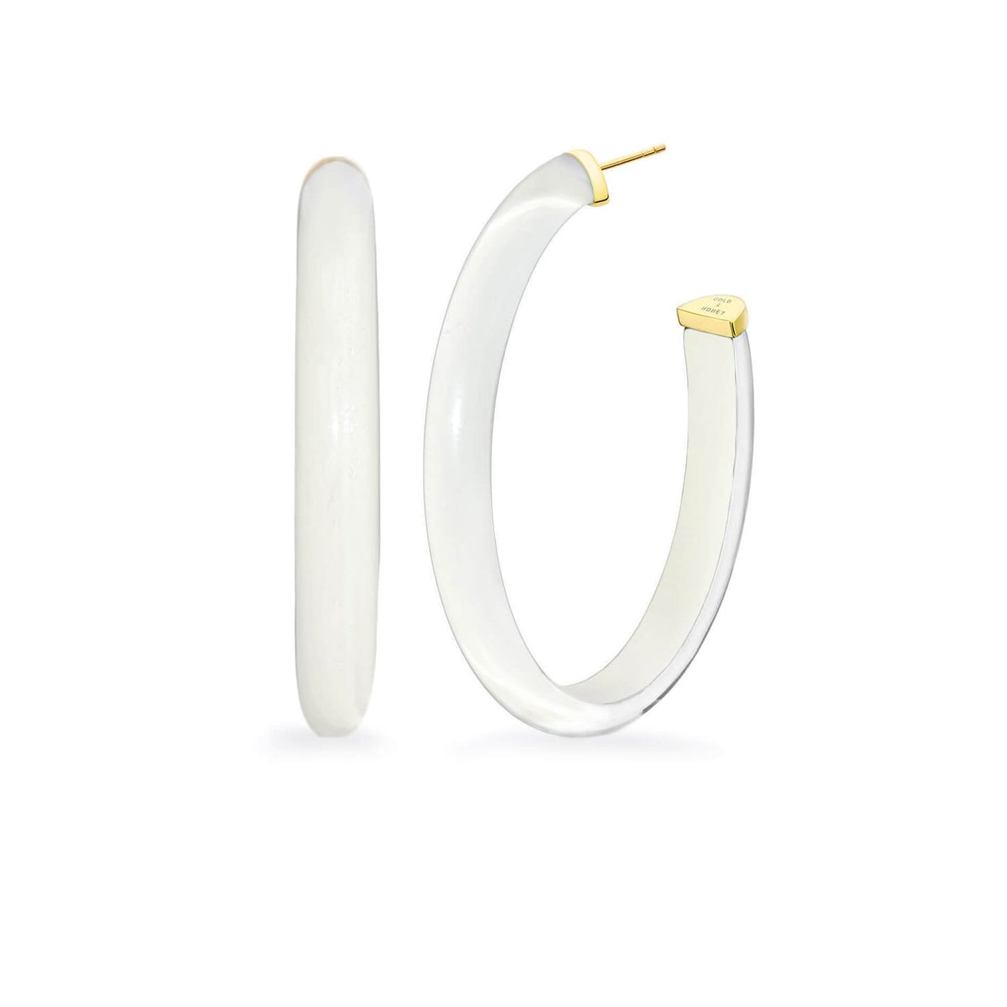 XL Oval Illusion Neutral Lucite Hoop Earrings