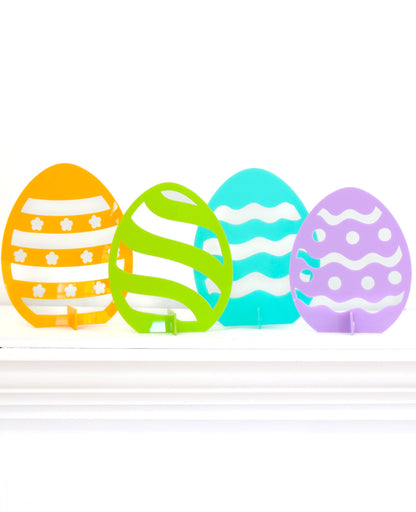 Lime, turquoise, yellow, and lavender acrylic Easter egg standing decor