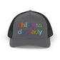 Childless Dog Lady Rainbow Embroidered Snapback Trucker Cap (10 Hat Colors)