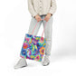 Bespattered Facade Colorful Flowers Canvas Tote Bag | 3 Sizes and 5 Strap Colors