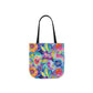 Bespattered Facade Colorful Flowers Canvas Tote Bag | 3 Sizes and 5 Strap Colors