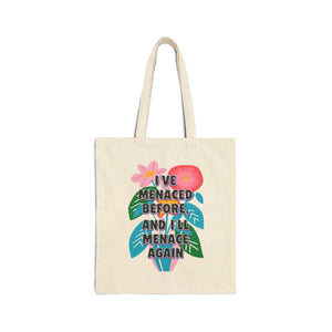 Bespattered Facade "I've Menaced Before" Floral Canvas Tote Bag Reusable Carryall