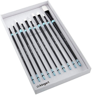 White Nylon Long Handle Oil & Acrylic Brushes 10 pc