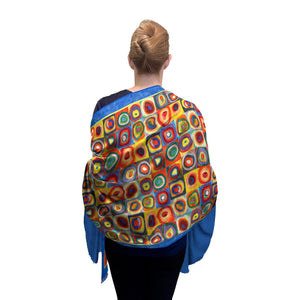 Kandinsky Circles   Silk Blend Shawl – Lightweight Dressy Wrap for Women