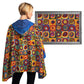 Kandinsky Squares with Concentric Circles Reversible Rain Cape Poncho – Lightweight Hooded Wrap for Women