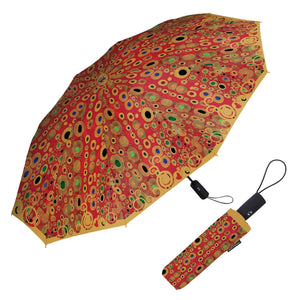 Klimt Hope II Red Travel Umbrella – Compact, One-Touch Open & Close