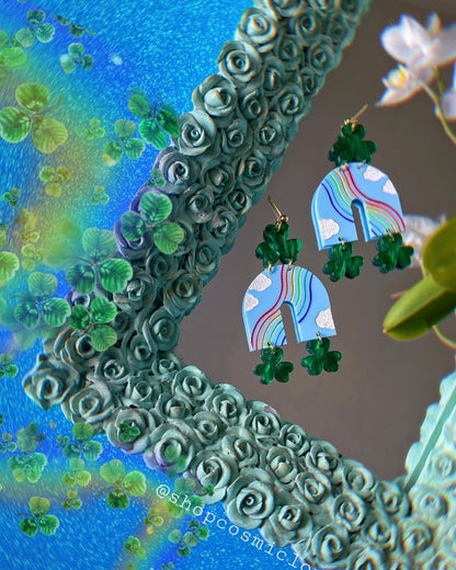 Rainbow Sky Shamrock Earrings