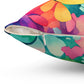 Bespattered Facade Rainbow Florals Square Throw Pillow | 4 Sizes