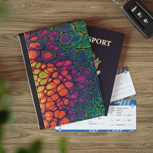 Bespattered Facade Neon Butterfly Vegan Leather Passport Cover