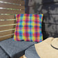 Bespattered Facade Rainbow Plaid UV-Resistant Outdoor Pillows | 4 Sizes