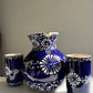 Mexican hand made pottery agua fresca jar and cup set, juego de jarra y vasos.